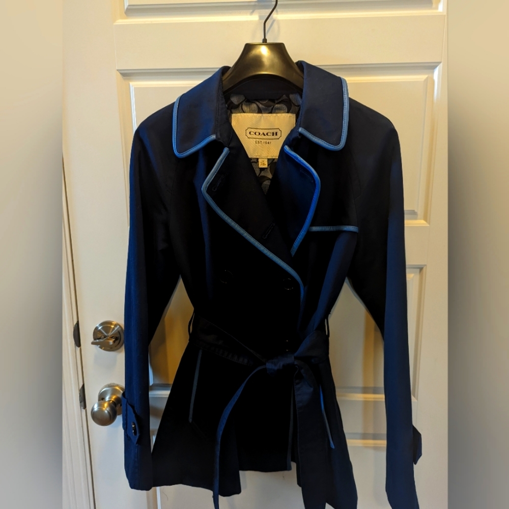 Coach Women's trench coat - blue size large